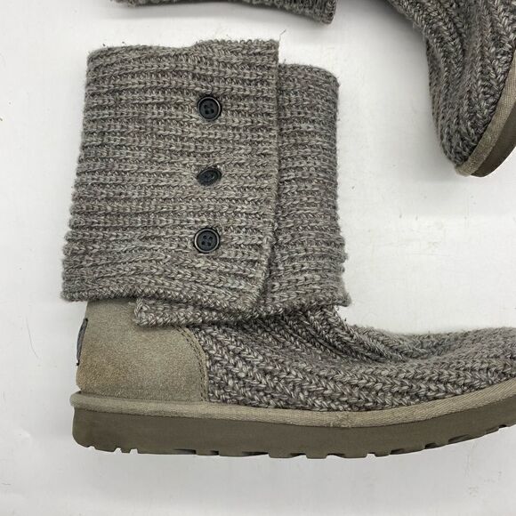 UGG Cardy Grey Sweater Boots Women’s Size 8 Cardy Gray Rolled Cuffed Knit Boots - Picture 3 of 7